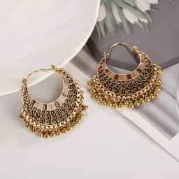 Ethnic Women's Palace Gold Geometric Turkish Jhumka Earrings Pendientes Indian Jewelry Tassel Dangling Earrings