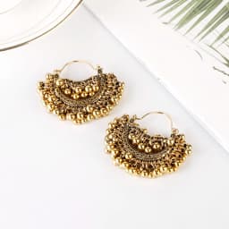Ethnic Women's Palace Gold Geometric Turkish Jhumka Earrings Pendientes Indian Jewelry Tassel Dangling Earrings
