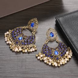Ethnic Women's Palace Gold Geometric Turkish Jhumka Earrings Pendientes Indian Jewelry Tassel Dangling Earrings