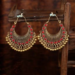 Ethnic Women's Palace Gold Geometric Turkish Jhumka Earrings Pendientes Indian Jewelry Tassel Dangling Earrings