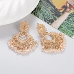 Ethnic Women's Palace Gold Geometric Turkish Jhumka Earrings Pendientes Indian Jewelry Tassel Dangling Earrings