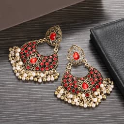 Ethnic Women's Palace Gold Geometric Turkish Jhumka Earrings Pendientes Indian Jewelry Tassel Dangling Earrings