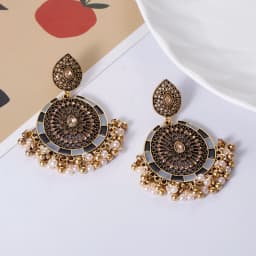Ethnic Women's Palace Gold Geometric Turkish Jhumka Earrings Pendientes Indian Jewelry Tassel Dangling Earrings