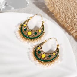 Ethnic Women's Palace Gold Geometric Turkish Jhumka Earrings Pendientes Indian Jewelry Tassel Dangling Earrings