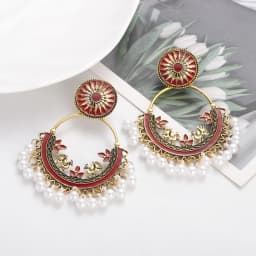 Ethnic Women's Palace Gold Geometric Turkish Jhumka Earrings Pendientes Indian Jewelry Tassel Dangling Earrings