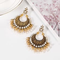 Ethnic Women's Palace Gold Geometric Turkish Jhumka Earrings Pendientes Indian Jewelry Tassel Dangling Earrings