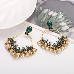 Ethnic Women's Palace Gold Geometric Turkish Jhumka Earrings Pendientes Indian Jewelry Tassel Dangling Earrings