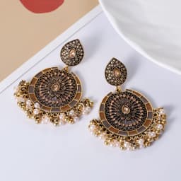 Ethnic Women's Palace Gold Geometric Turkish Jhumka Earrings Pendientes Indian Jewelry Tassel Dangling Earrings