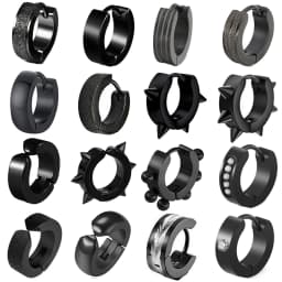 1 Pair Punk Titanium Steel Ear Clip/Ear Stud Earrings For Men Women Black Pierced/No Pierced Fake Ear Circle New Pop Jewelry