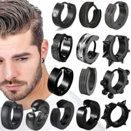 1 Pair Punk Titanium Steel Ear Clip/Ear Stud Earrings For Men Women Black Pierced/No Pierced Fake Ear Circle New Pop Jewelry