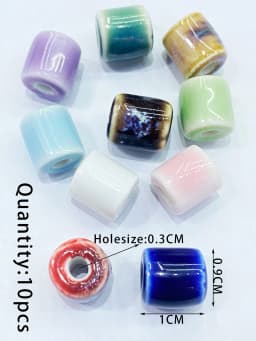 10Pcs 10*9MM Ceramic Cylinder Spacer Loose Beads for Jewelry Bracelet Necklace Accessories DIY