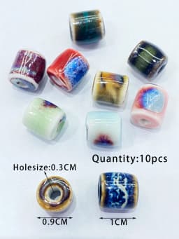 10Pcs 10*9MM Ceramic Cylinder Spacer Loose Beads for Jewelry Bracelet Necklace Accessories DIY