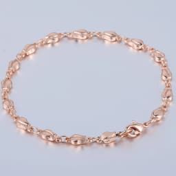 4mm Tulip Bud Bead Link Chain Bracelet 585 Rose Gold Color For Women Mom Jewelry Gifts 18cm 20cm 23cm GB394