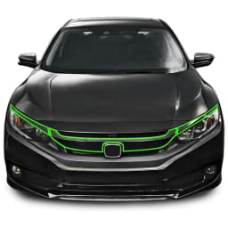 8pcs/set Glossy Black Car Front Upper Bumper Grille Molding Trim Protector Sticker Fit For Honda Civic 2016 2017 2018 2019 2020