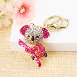 Cute Rhinestone Inlaid Koala Pendant Keychain Car Key Ring Holder Bag Charm Lovely Hanging Bag Decoration Jewelry Gift Fashion