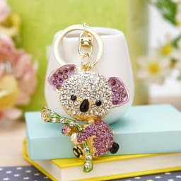 Cute Rhinestone Inlaid Koala Pendant Keychain Car Key Ring Holder Bag Charm Lovely Hanging Bag Decoration Jewelry Gift Fashion