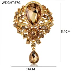 2022 Large Crystal Water-drop Brooches for Women Vintage Fashion Pendant Corsage Valentine Wedding Pins Party Rhinestone Jewelry
