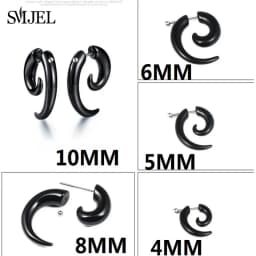Punk Acrylic Black Bull Horn Shape Earrings for Women Men Personality Snail Studs Tribal Spiral Earing Piercings Hip-Hop Jewelry