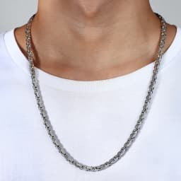 Vnox Men Basic Cubic Square Byzantine Chain Necklace 4mm Wide Stainless Steel Solid Metal Punk Collar Male Jewelry 60cm