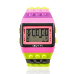 Fashion Rainbow Watch Women Led Digital Watches SHHORS Multifunction Electronic Wristwatches Ladies Girls Watches Reloj Mujer