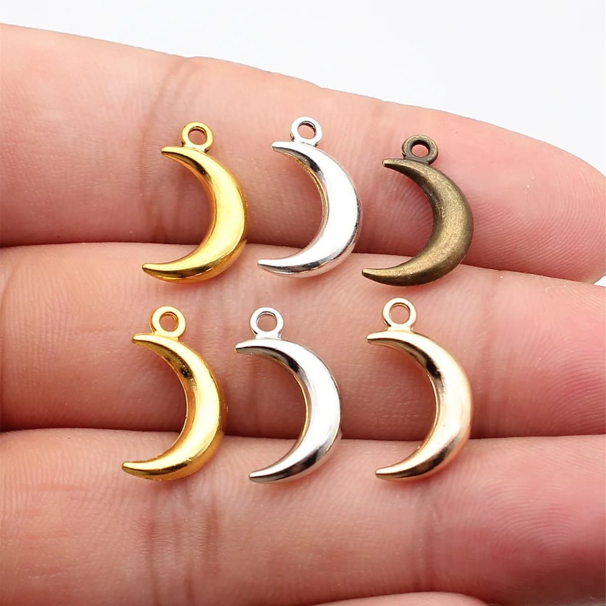 WYSIWYG 10pcs 18x10mm 6 Colors Trendy Pendant Moon Charms For Jewelry Making DIY Jewelry Findings