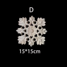 Rubber Wood Appliques for Furniture Wood Corner Onlay Home Decoration Accessories Room Decor Wood Decals Figurines Floral