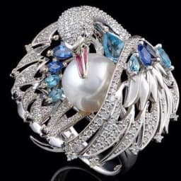 Exquisite Shiny luxury vintage white swan pearl wedding ring Engagement Rings for Women Girl Party Female Jewelry