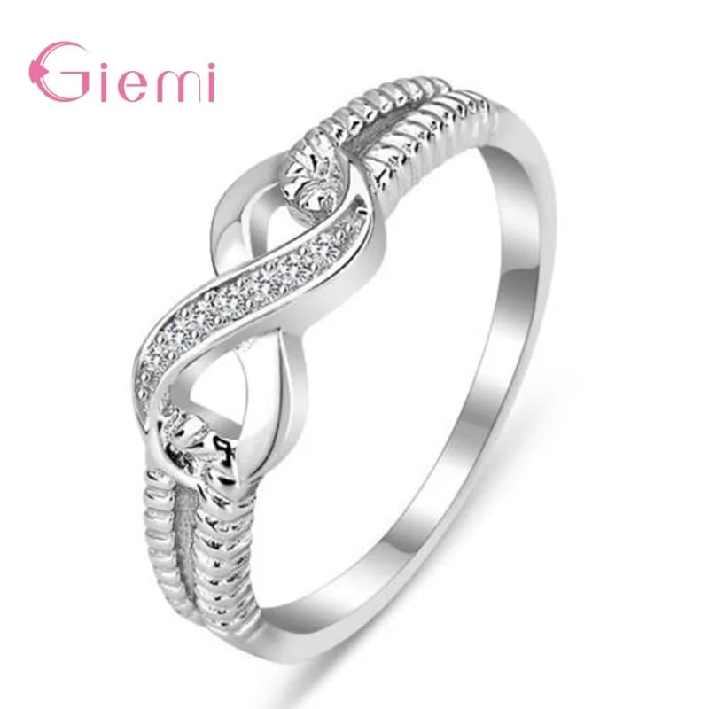 Fashion Trendy Infinity Ring 925 Sterling Silver Wedding Gift Love Forever Ring for Women Girl Cubic Zircon Fine Jewelry Gifts