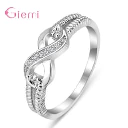 Fashion Trendy Infinity Ring 925 Sterling Silver Wedding Gift Love Forever Ring for Women Girl Cubic Zircon Fine Jewelry Gifts