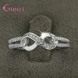 Fashion Trendy Infinity Ring 925 Sterling Silver Wedding Gift Love Forever Ring for Women Girl Cubic Zircon Fine Jewelry Gifts