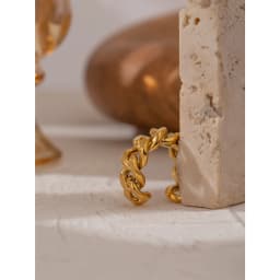Yhpup Trendy Chain Opening Ring Stainless Steel Jewelry Statement Golden Metal Texture High Quality Finger Anillos Mujer New