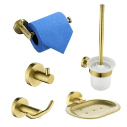Brushed Gold Bathroom Accessories Towel Rack Toilet Brush Roll Paper Holder Towel Bar Hook Soap Dish Bathrom Hardware Wall Shelf
