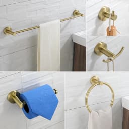 Brushed Gold Bathroom Accessories Towel Rack Toilet Brush Roll Paper Holder Towel Bar Hook Soap Dish Bathrom Hardware Wall Shelf