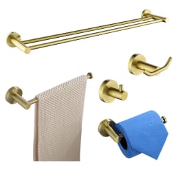 Brushed Gold Bathroom Accessories Towel Rack Toilet Brush Roll Paper Holder Towel Bar Hook Soap Dish Bathrom Hardware Wall Shelf
