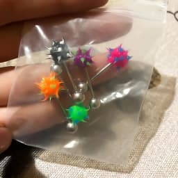 HONGTU 5Pcs Tongue Rings Mixed Color Silicone Ball Tongue Piercing Barbell For Women Stainless Steel Body Piercing Jewelry 14G