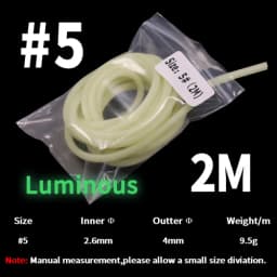 2M/Bag 5 Sizes Saltwater Fishing Sabiki Rig Protection Tube Soft Rubber White Luminous Green Sleeve High Brightness & Long Lumo