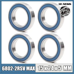 6802 2RSV MAX Bearing 15*24*5 mm 4Pcs Full Balls Bicycle Pivot Repair Parts 6802 2RS RSV Ball Bearings 6802-2RS 6802LLU