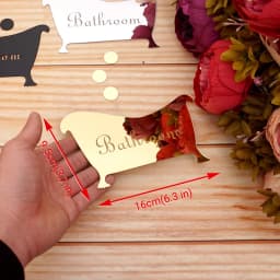 1pcs 16.4x9.5cm Bathroom Entrance Sign Acrylic Mirror Surface Door 3d Wall Sticker Home Decoration