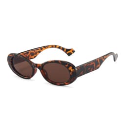SO&EI Ins Popular Fashion Small Oval Sunglasses Women Vintage Leopard Jelly Color Eyewear Men Trending Sun Glasses Shades UV400