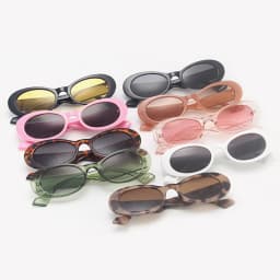 SO&EI Ins Popular Fashion Small Oval Sunglasses Women Vintage Leopard Jelly Color Eyewear Men Trending Sun Glasses Shades UV400