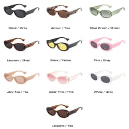SO&EI Ins Popular Fashion Small Oval Sunglasses Women Vintage Leopard Jelly Color Eyewear Men Trending Sun Glasses Shades UV400