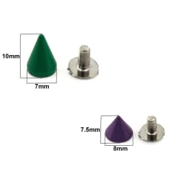 10pcs Colored Brass Bullet Cone Spikes Punk Studs Bag Clothes Parts Leather Craft Phone Case DIY Decor Accessories