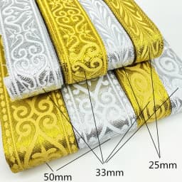 7 Yards Gold Silver Vintage Ethnic Embroidery Lace Ribbon Boho Trim DIY Clothes Bag Accessories Embroidered Fabric