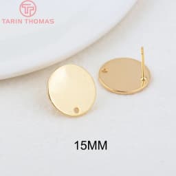 (2307)10PCS 10MM 15MM Hole 1MM 24K Gold Color Brass Matte Round Stud Earrings High Quality Jewelry Making Findings Accessories