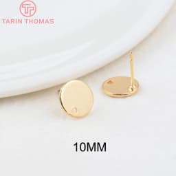 (2307)10PCS 10MM 15MM Hole 1MM 24K Gold Color Brass Matte Round Stud Earrings High Quality Jewelry Making Findings Accessories