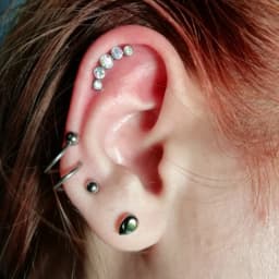 1PC Surgical Steel Five Opal Ear Tragus Cartilage Stud Helix Piercing Earrings Crystal Ear Lobe Piercing Barbell Jewelry