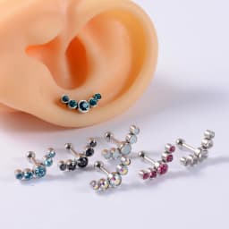 1PC Surgical Steel Five Opal Ear Tragus Cartilage Stud Helix Piercing Earrings Crystal Ear Lobe Piercing Barbell Jewelry
