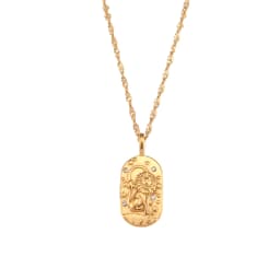 E.B.belle Trendy Personality Square Stainless Steel Pendant Embossment 12 Constellation Sign PVD Gold-plating Necklace For Women