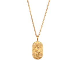 E.B.belle Trendy Personality Square Stainless Steel Pendant Embossment 12 Constellation Sign PVD Gold-plating Necklace For Women