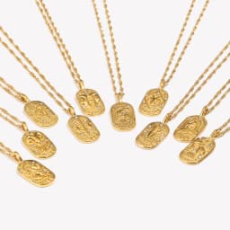 E.B.belle Trendy Personality Square Stainless Steel Pendant Embossment 12 Constellation Sign PVD Gold-plating Necklace For Women